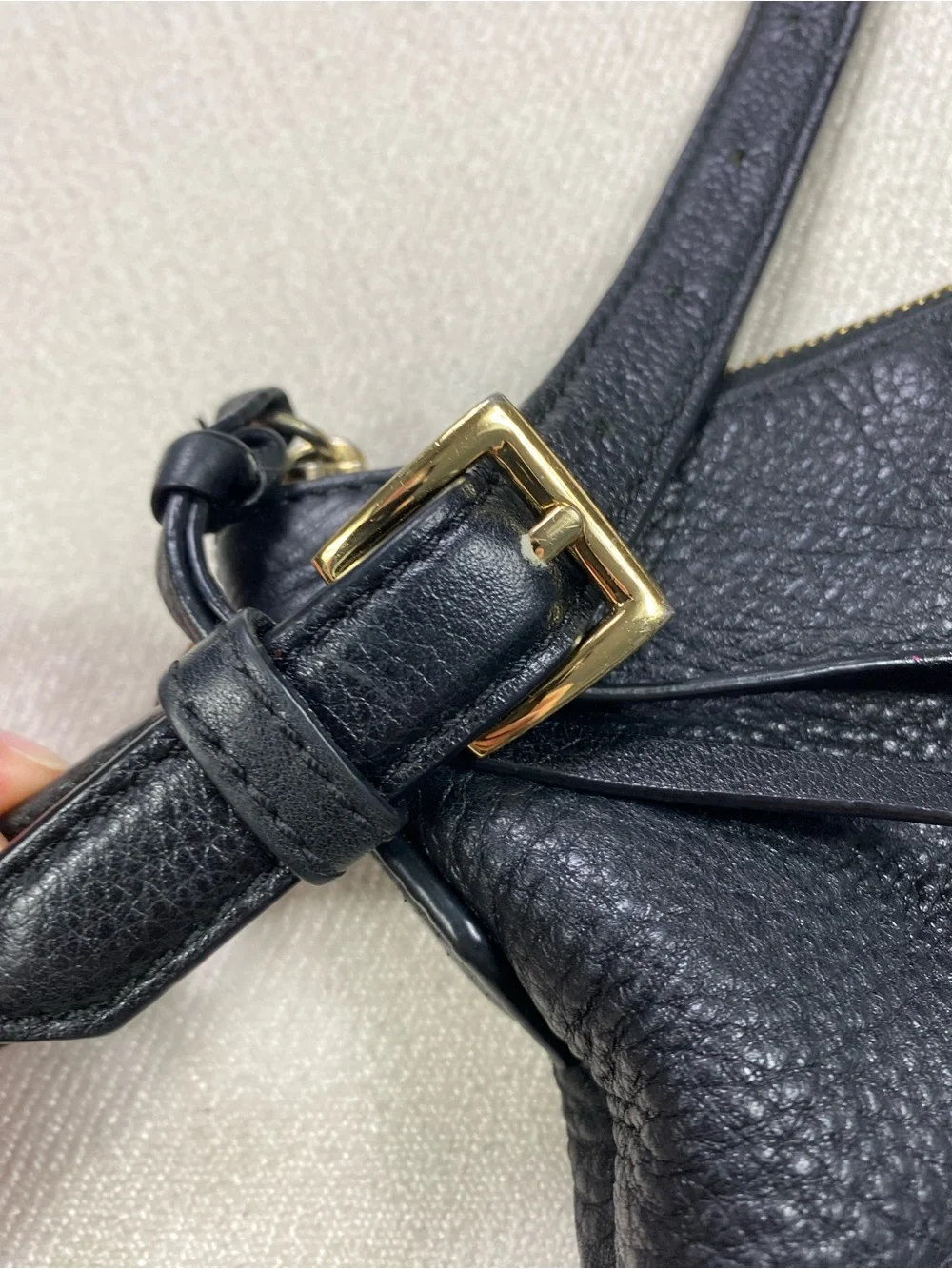 Michael Kors Black Grain Leather Hobo with Gold MK Charm